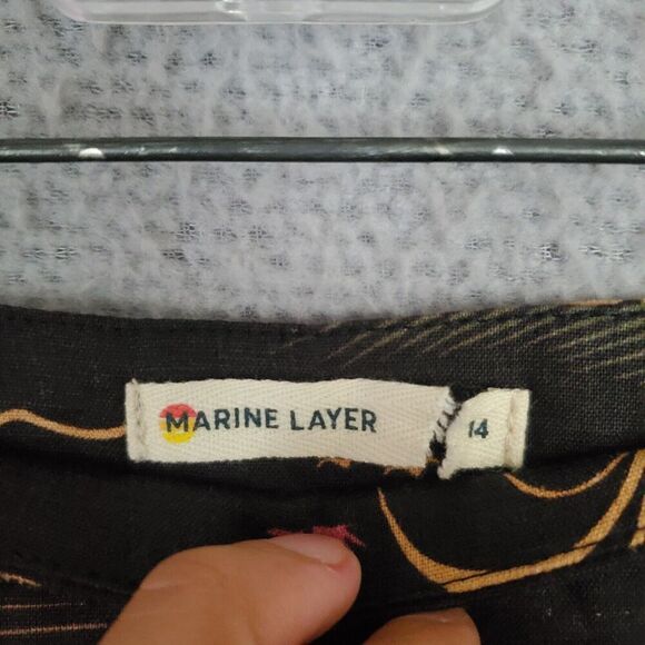 NWOT Marine Layer Women's Ryan Midi Slip Midnight Palms Hemp Skirt 14 - Picture 3 of 6